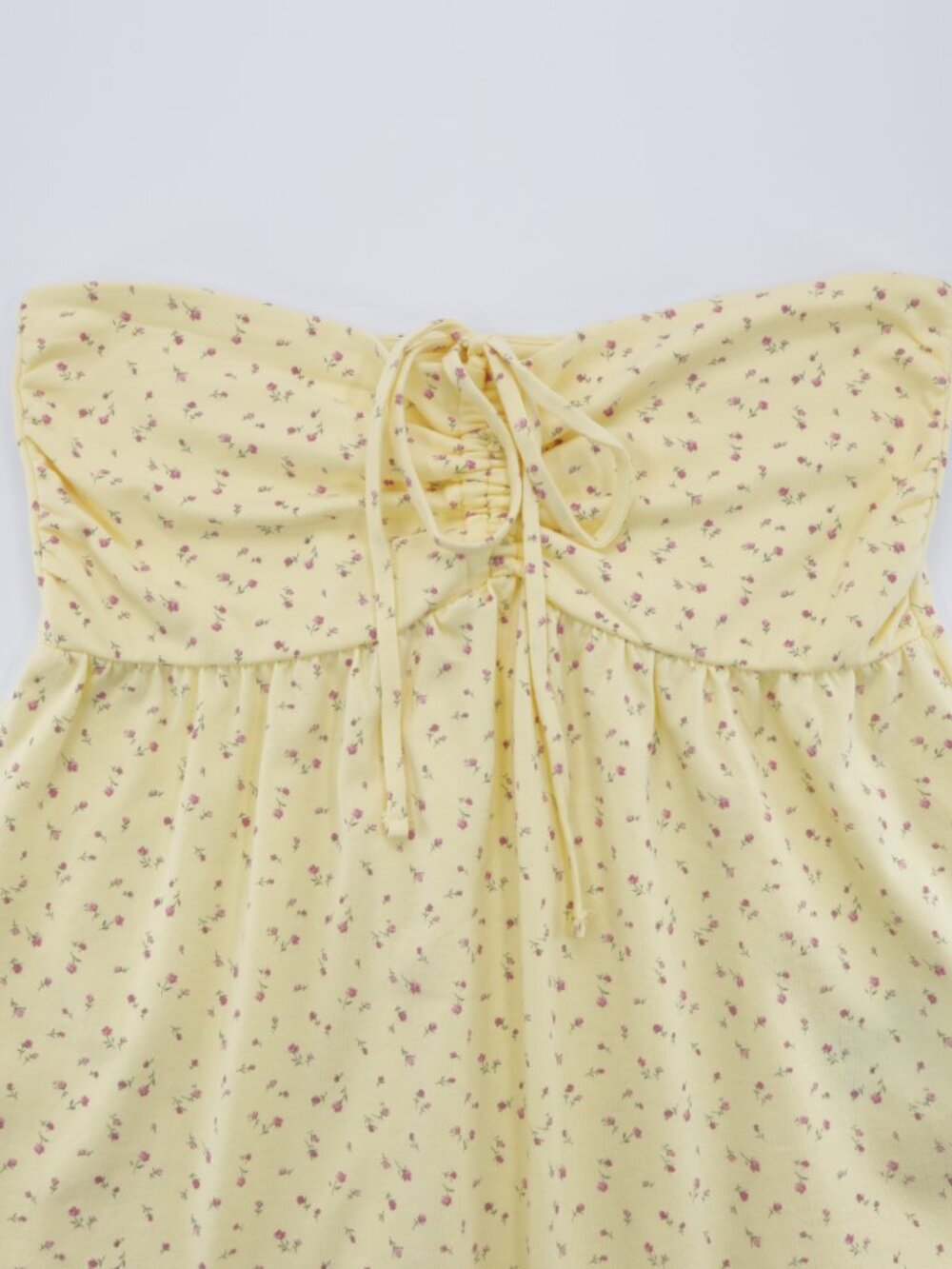 Hollister Women's Floral Soft Strapless Cinched Babydoll Top Yellow Size XL - Picture 2 of 8